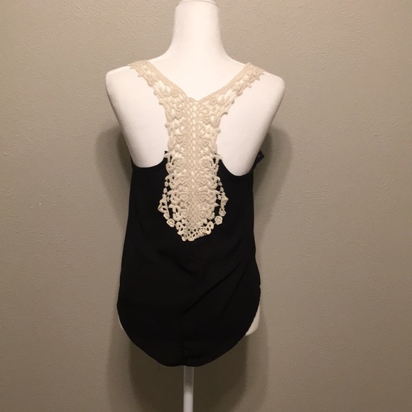 Black sheer top with cream knitted racer back - Picture 4 of 5